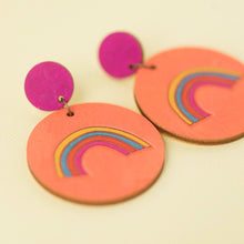 Load image into Gallery viewer, Rainbows Orange and Hot Pink - Handmade Earrings
